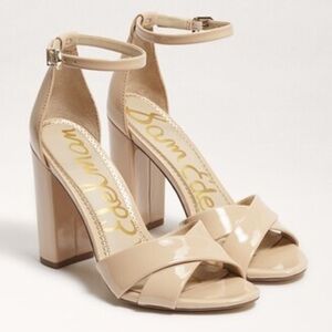 Sam Edelman Yancy Ankle Strap Sandal Beige Blush Patent Sz 10